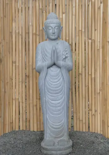 Product image of the product “Standing Buddha made of Riverstone, position Namaskara , H. 151cm. ”